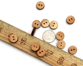 Solid Wood Mini Buttons - Laser Cut Itsies - Bag of 12 Buttons - 5/8 Inch - Made from Black Cherry Wood - Sustainable Forestry Products