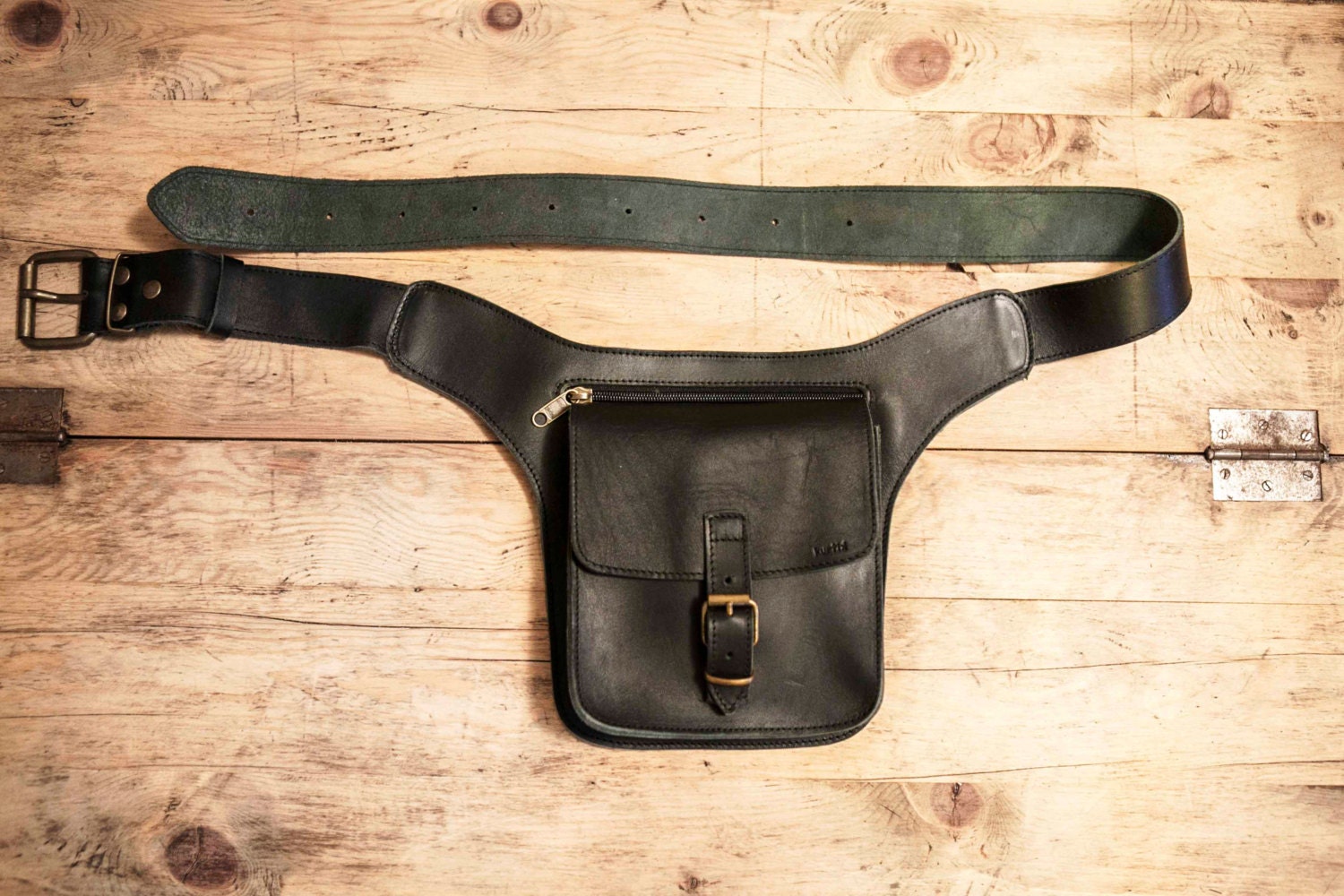 Black Leather FANNY PACK // Mens Leather Belt Bag // Leather