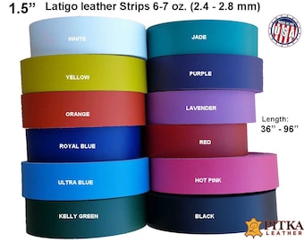 1.5 Inch Wide Leather Strips - Leather Strips Latigo 6-7 oz (2.4-2.8 mm) - Leather Strips up to 96 inch Long for Belts, Craft projects