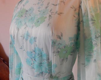 1960s sheer floral maxi dress