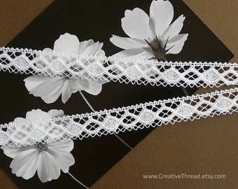 5 Yards, Spanish Cotton Lace, Vintage Heirloom Lace, Cotton Edging, Doll or Costume Trim, Lingerie Lace, 1/2" Wide, Soft White - BR364