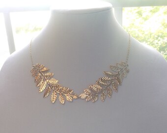 Leaf Necklace, Leaf Statement Necklace, Gold Statement Necklace, Choker Necklace, Gold Bib Necklace, Bridal, Wedding, Bridesmaid Set Of