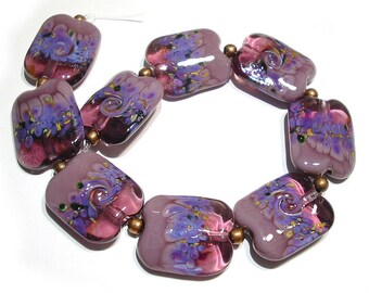 Handmade Glass SRA Lampwork Beads, Violet Dreams Squeezed