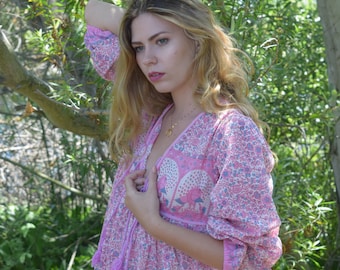 Bohemian Peasant Dress, Hippie maxi dress, boho cotton dress, boho bib dress, Peasant dress, Maternity dress, retro dress, peasant blouse