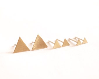 Triangle Stud Earring Gift Set 14k Gold Stud Earrings, sterling silver Stud Earrings, Brass Stud Earrings Small Earring Gift Set 0190