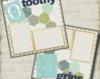 TOOTHY GRINS Boy - 2 Premade Scrapbook Pages - EZ Layout 762