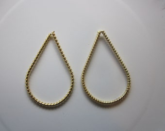 Wire Wrapped Teardrop Gold Finished Steel Jewelry Components 60x35mm 4 Components