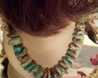 Large natural turquoise nugget necklace
