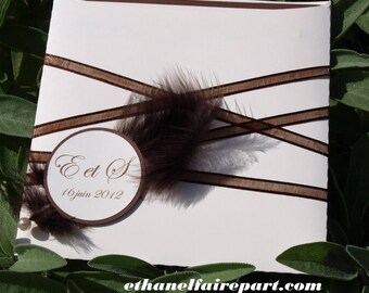 Wedding ivory chocolate pen, pen, set of 10 wedding invitations