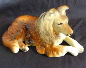 Vintage Ceramic Collie Dog Figurine Lassie