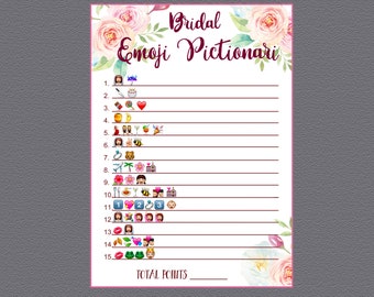 Bridal Shower Emoji Game, Wedding Emoji Pictionary Game, Emoji Pictionary Bridal Games, Bridal Shower Game, Emoji Game, Instant Download