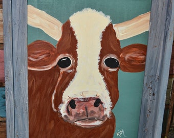 Miss Harriet hereford cow painting