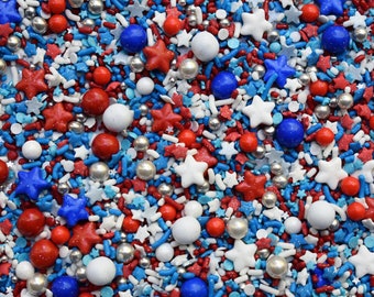 Edible Sprinkles - Amer-I-Can Sprinkle Mix - 4th of July Sprinkles