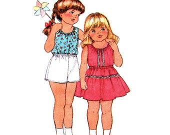 Girls Sewing Pattern Tank Top, Flared Skirt, Pull On Shorts Simplicity 9990 Size 5