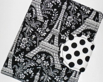 Kindle Cover, Nook Cover, Kobo Cover - Eiffle Tower Tuxedo Black eReader Cover