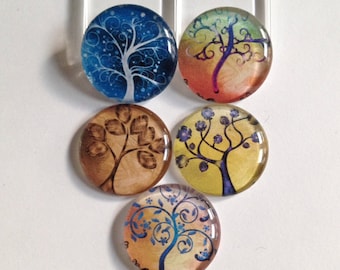 Tree of life magnets, Tree magnets, Glass magnets, Tree magnet set, Nature magnets, Kitchen magnets, Cubicle decor, Teacher gift, Gifts