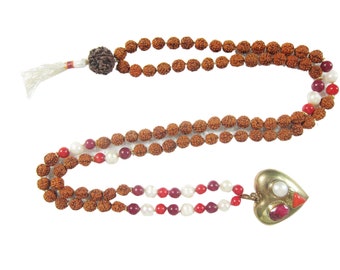 Buddhist Mala Beads Rudraksha Mars Sun Moon Zodiac Pendant Necklace