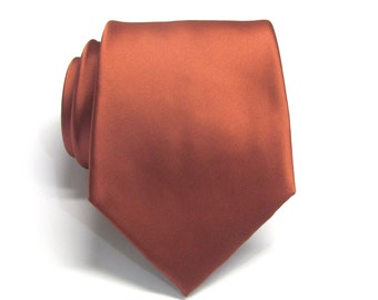 Mens Ties Copper Brown Mens Neckties With *FREE* Matching Pocket Square Set