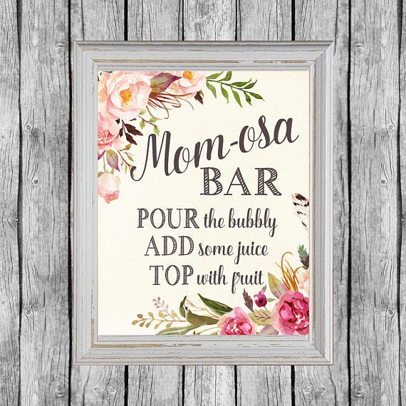 Mom osa Bar Sign. Baby Shower Mimosa Bar Sign. Instant
