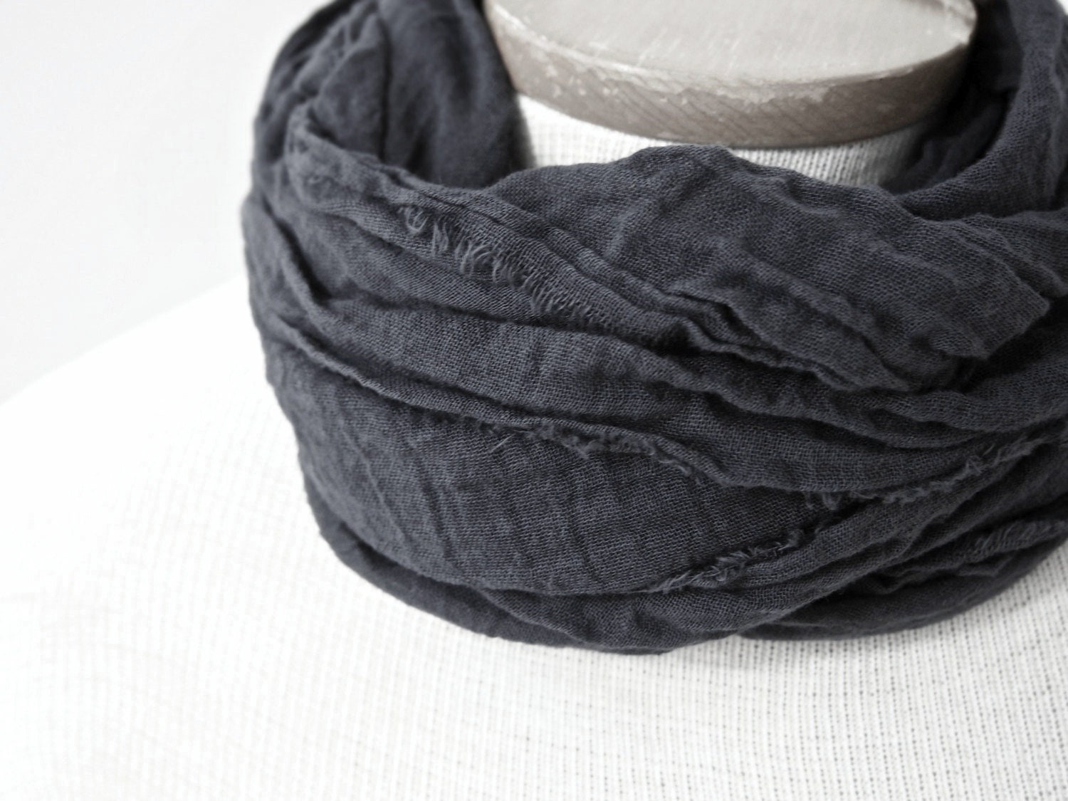 Dark Gray Scarf Ash Gray Cotton Scarf Gauze Scarf