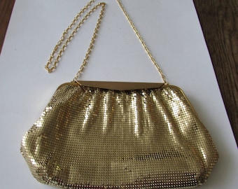 Vintage Whiting Davis Gold Mesh Evening Bag Purse Superb!!