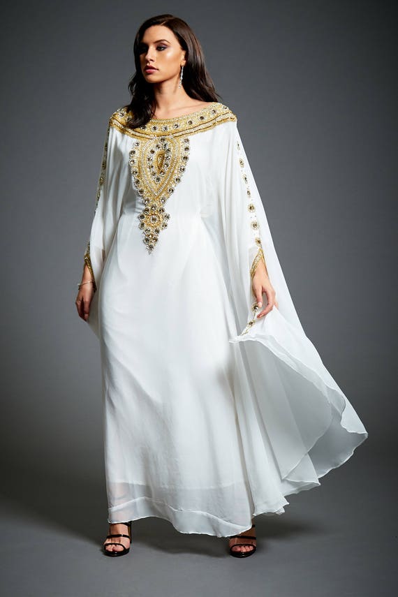 Amira Abaya Caftan Gold Embellished Kaftan Dress Kaftan Maxi