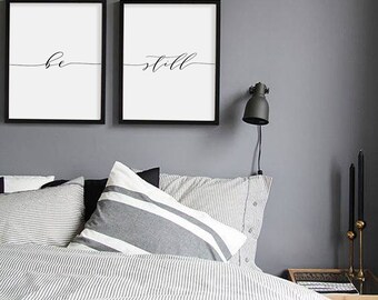 Be Still Print, Minimalist Typography Art, Bedroom Print, Be Still Poster Yoga Wall Art Relaxation Bedroom Wall Decoration, Instant Download