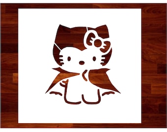 Hello Kitty and her Cape Halloween Stencil