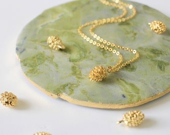Tiny Gold Pinecone Charm Necklace,Dainty Necklace, Pinecone Necklace,Birthday Gift,Graduation Gift,Bridesmaid Gift-JU7