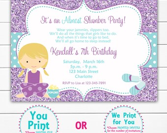 almost a slumber party birthday invitation pretend sleepover party
