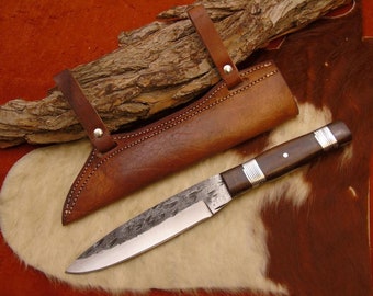 Viking Knife with leather/brass scabbard hand forged 1095 steel (e)