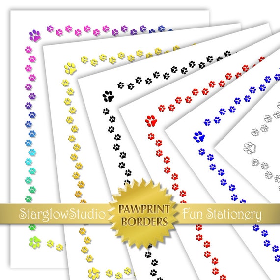 Digital Download Paw Print Printable Stationery Paper