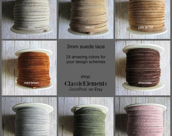 CHOOSE length of 3mm Suede Lace, Choose Color of Suede lace, Choose Length, Suede Lace, Suede, Leather Lace, Suede Lace, Leather lace