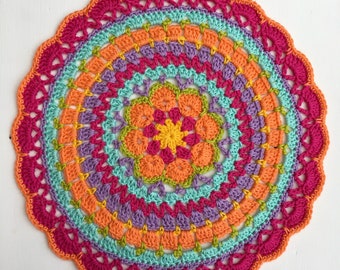 Crochet Pattern Mandala Pattern,Happy Flower African Flower Mandala Doily pattern,Crochet,Instant Download PDF Crochet Pattern Tutorial.