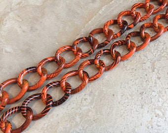 Destash Aluminum Chain - Colorful Aluminum Chain - Chunky Chain - Orange Chain - 24 Inches
