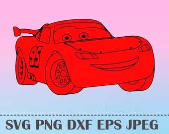 SVG Lightning McQueen CARS3 Vector Layered Cut File Silhouette Cameo Cricut Design Template Stencil Vinyl Decal Tshirt Heat Transfer Iron on