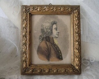 Vintage Antique Miniature Portrait Mozart engraving picture