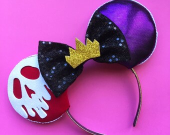 Evil Queen Mouse Ears, Disney Villian Inspired Ears, Sleeping Beauty Mouse Ears, Poison Apple Ears