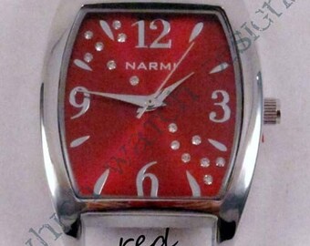 Rhinestone Rectangle.. Rectangular Ribbon Watch Face with Rhinestones, Interchangeable