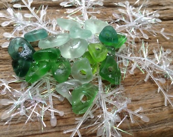 SEA MINTS...20 tiny sea glass pieces, white blue aqua green, glass beads, jewelry supplies