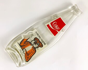 Vintage Coca Cola Auburn Tigers University Melted Bottle Spoon Rest, Wall Hanging, Mid Century Coke Bottle, Auburn College, Flattened Bottle