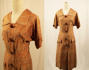 1950's Day Dress/Polished Cotton Dress