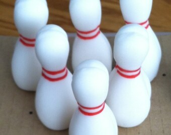 12 Fondant Bowling Pins & 12 Bowling Ball Cupcake Toppers