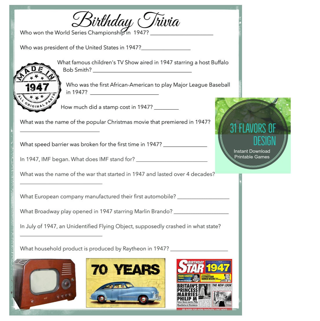 Free Printable Birthday Trivia Games Free Printable Birthday Trivia Games