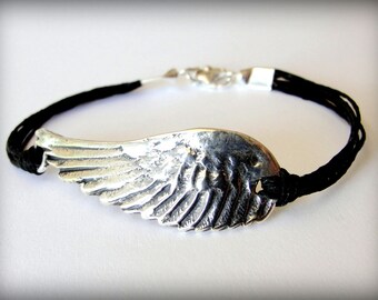 Angel Wing bracelet, Flight, Bird Wing, Sterling Silver Angel Wing, boho jewelry, festival, Valentines Gift, gift for woman