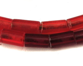 Trade Beads Translucent Red Cylinders African 77088