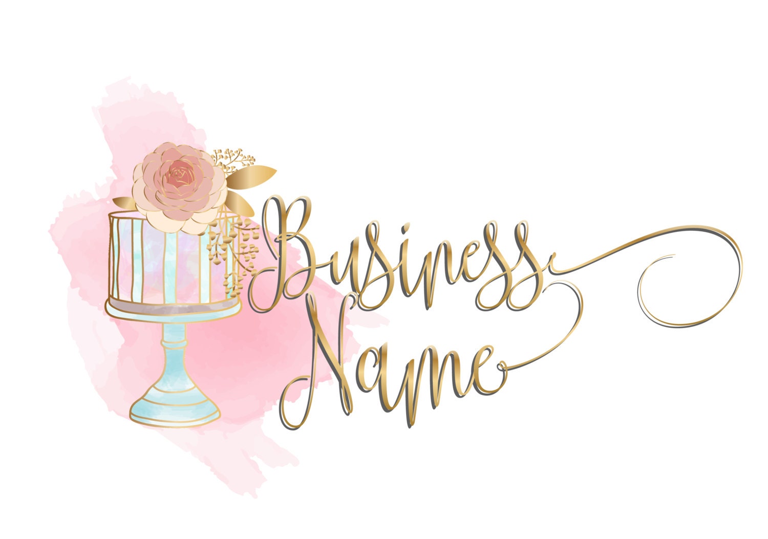 DIGITAL Custom logo design watercolor cake logo bakery logo