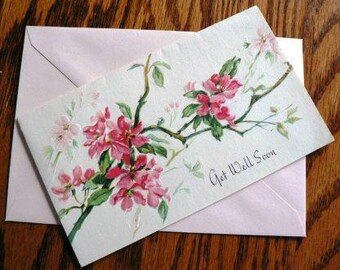 vintage cards ... GET WELL Soon floral retro CARD only ...