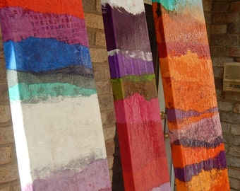 Abstract Mixed Media Art Painting Bowed Panels Variety of sizes