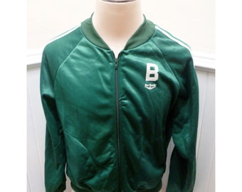 Vintage 1980s Letter "B" Green Satin Jacket - L